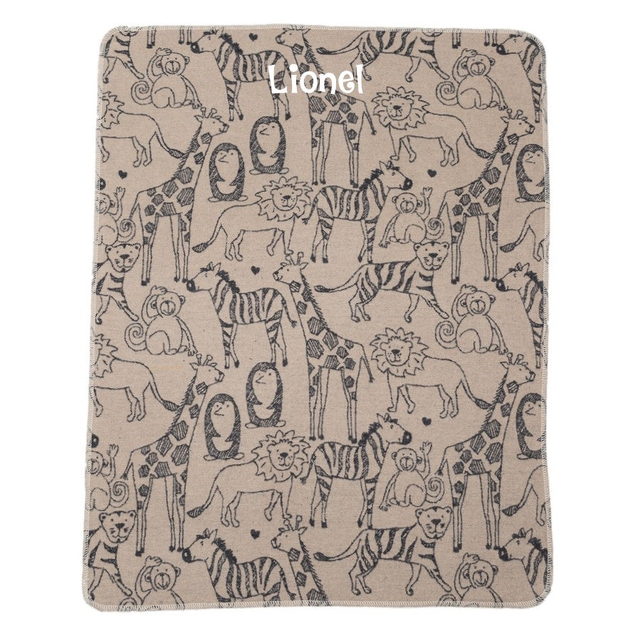 Babydecke Zoo beige:dunkelgrau