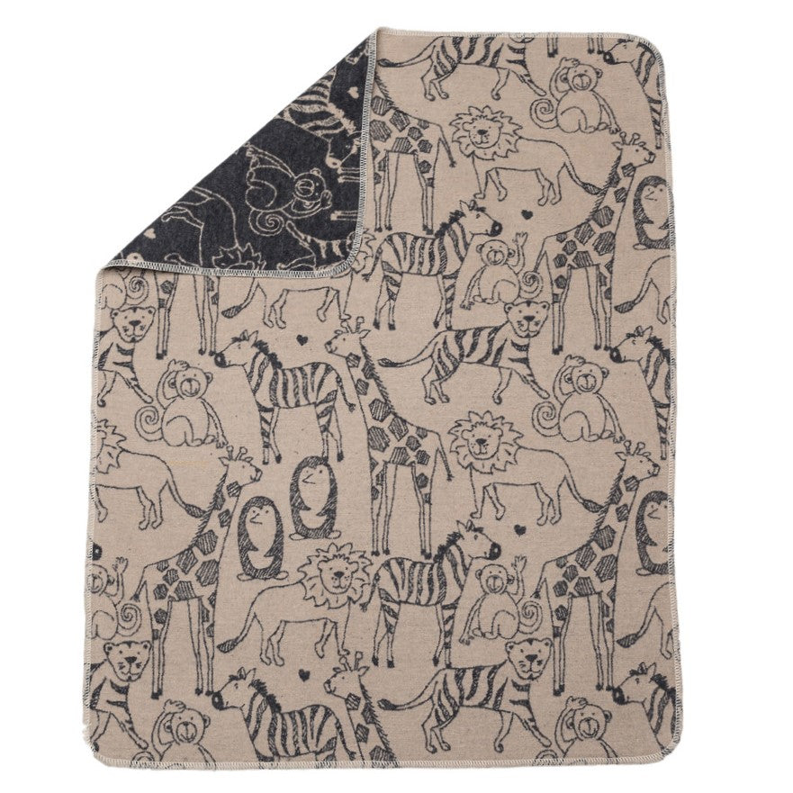Babydecke Zoo beige:dunkelgrau