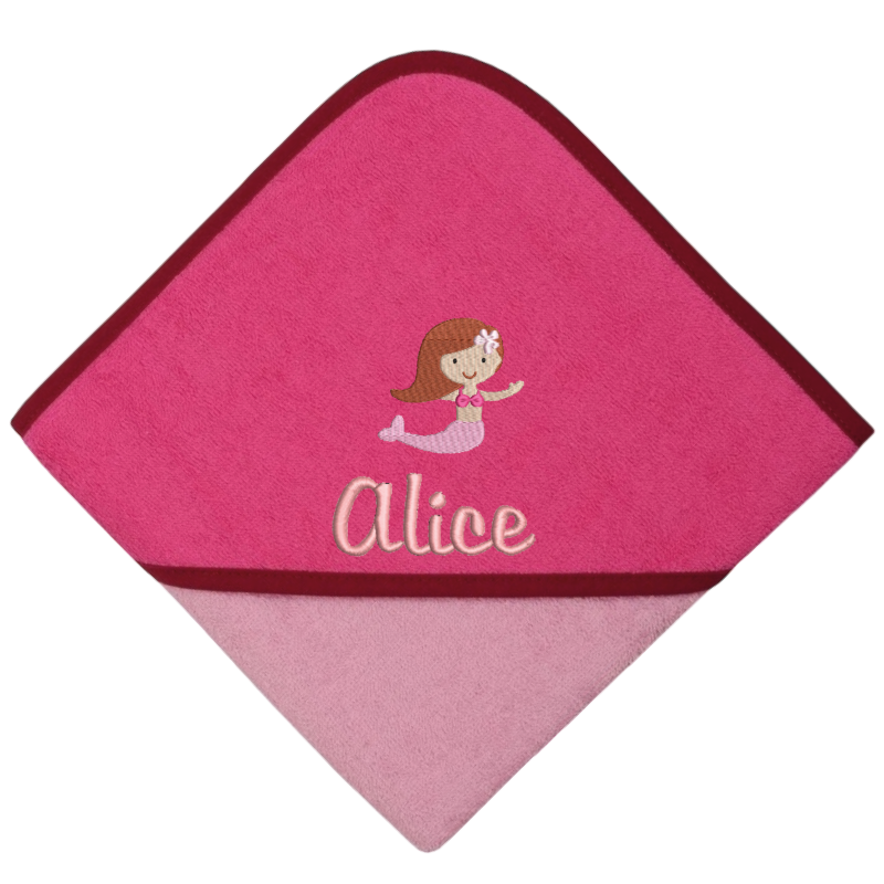 Serviette de bain à capuche brodée avec le motif et le nom