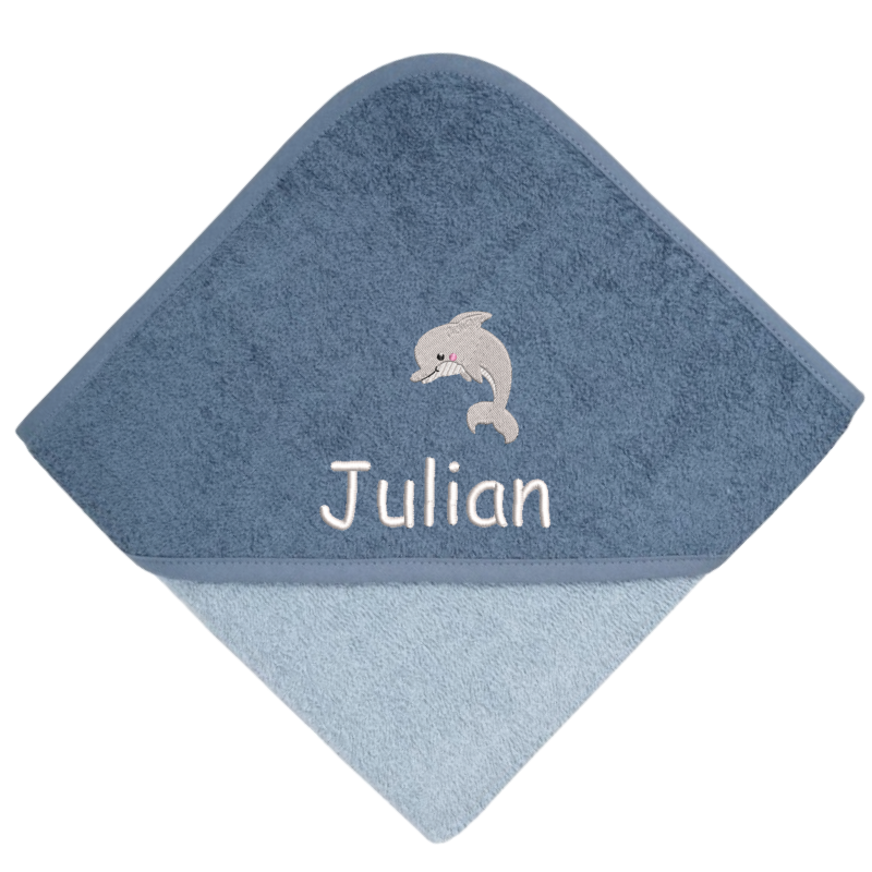 Serviette de bain à capuche brodée avec le motif et le nom