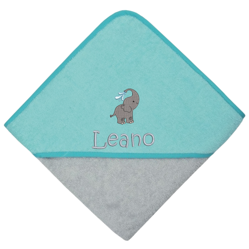 Serviette de bain à capuche brodée avec le motif et le nom