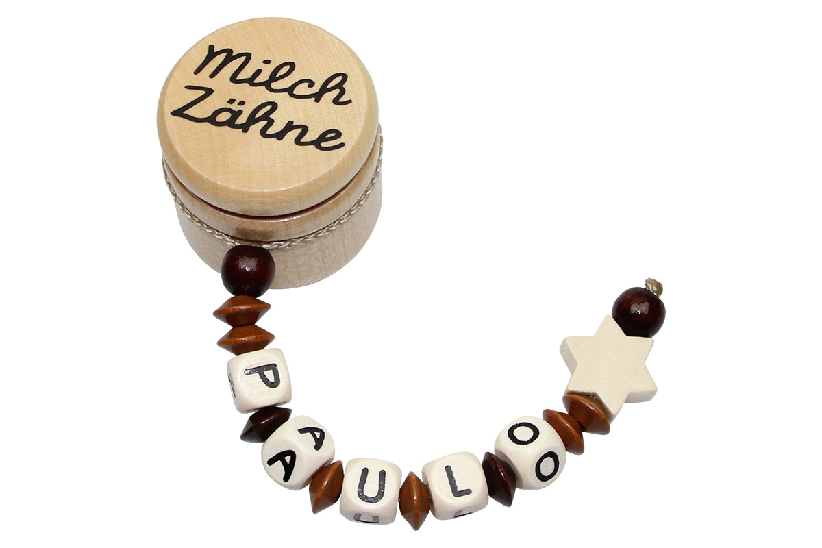 Milk tooth box star natural with name