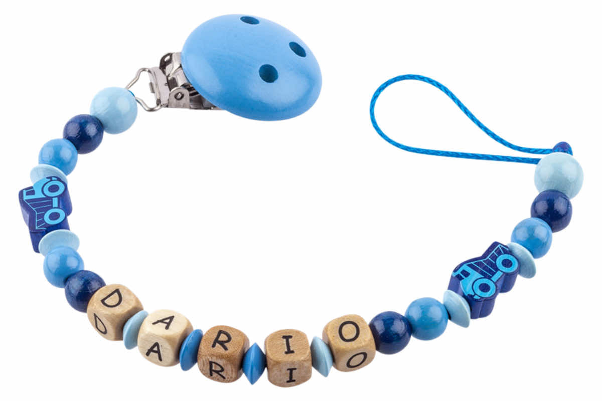Nuggikette avec nom camion pastel bleu: bleu clair