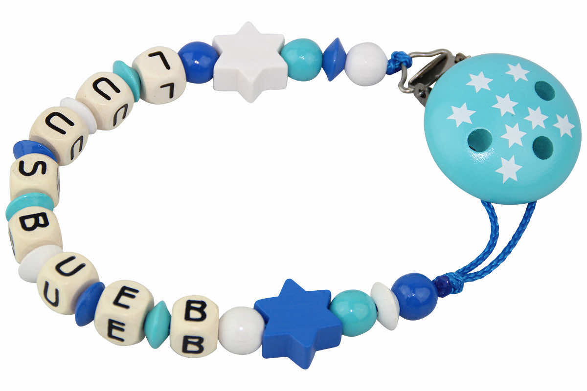 Nuggikette avec nom Stars Bleu: turquoise