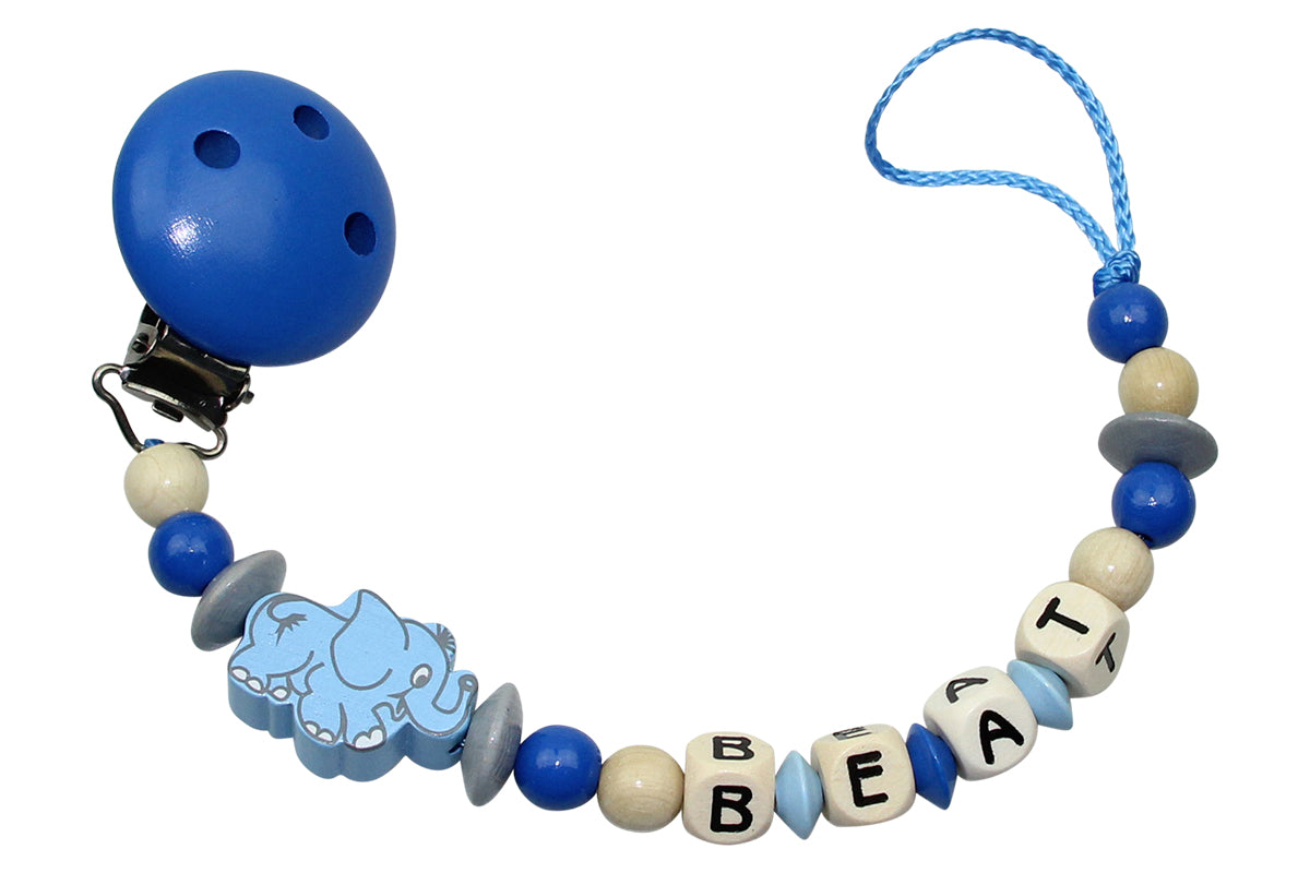 Nuggikette with name elephant medium blue