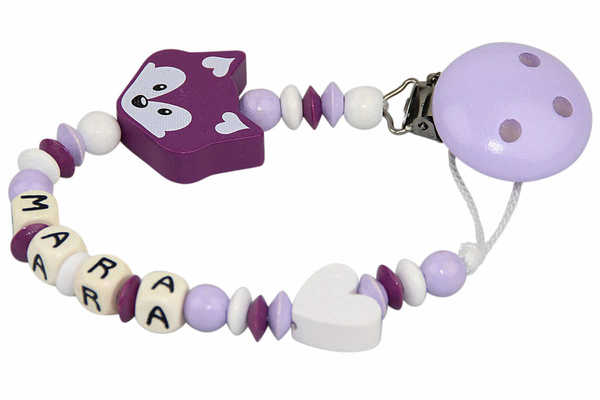 Nuggikette avec nom Fuchs lilas: blanc
