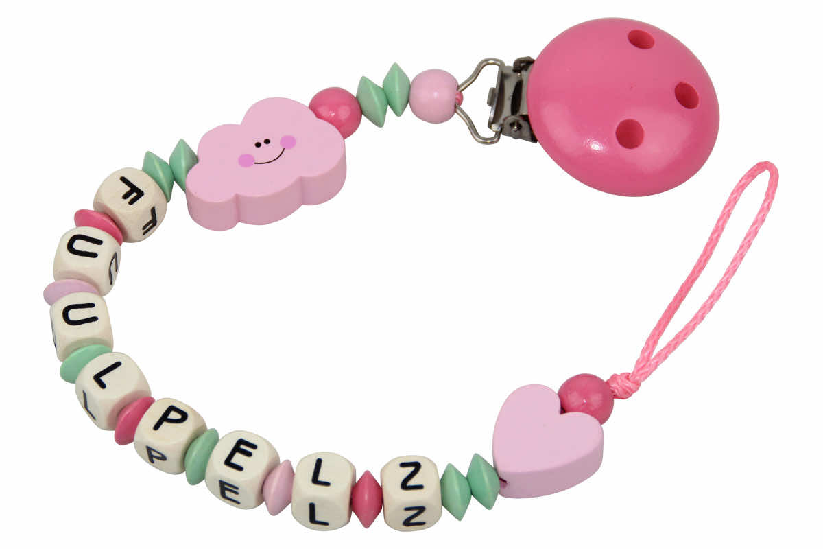 Nuggikette mit Name Wolke rosa:mint