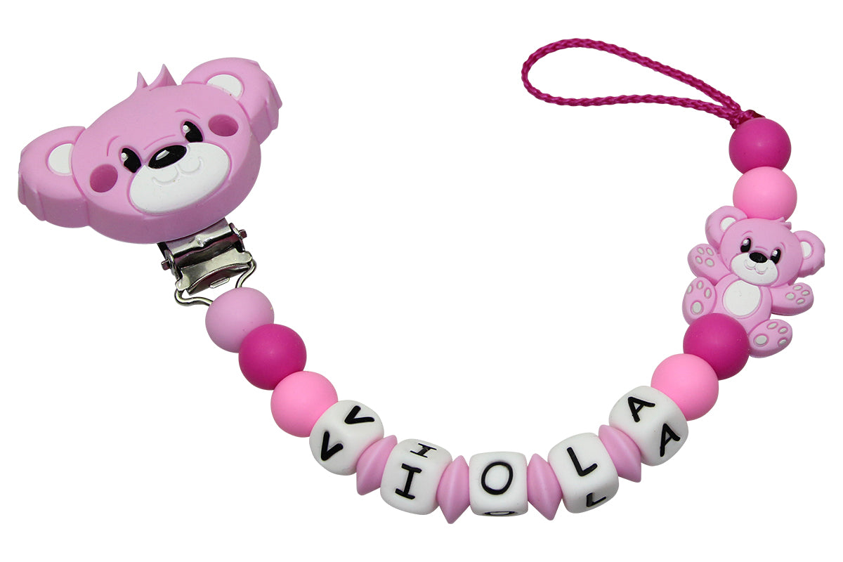 Nuggikette Silicone avec nom Teddyclip Zartosa