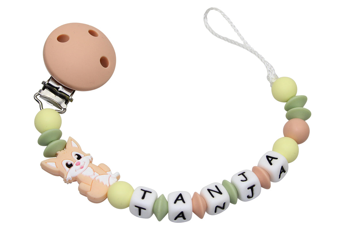 Nuggikette Silicone avec nom Fuchs Peach