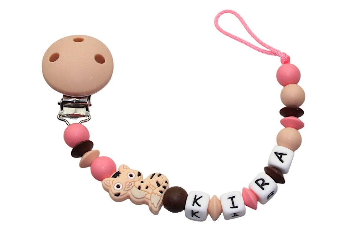 Nuggikette Silicone avec nom Cat Peach: Salmon