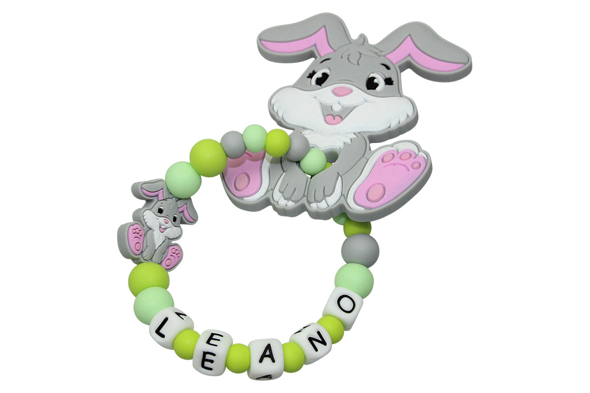 Bunny bite bite toy light gray:green tones