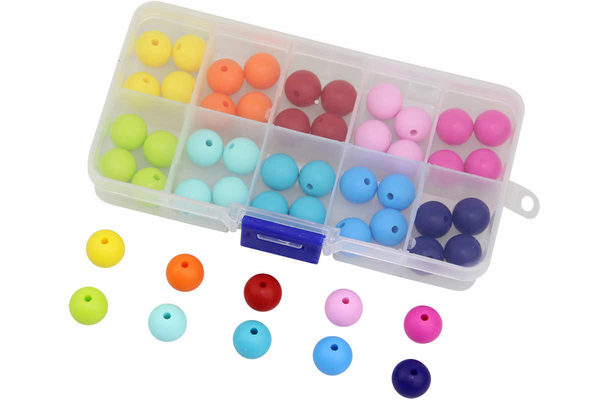 Starterset Silikonperlen 12mm Regenbogen