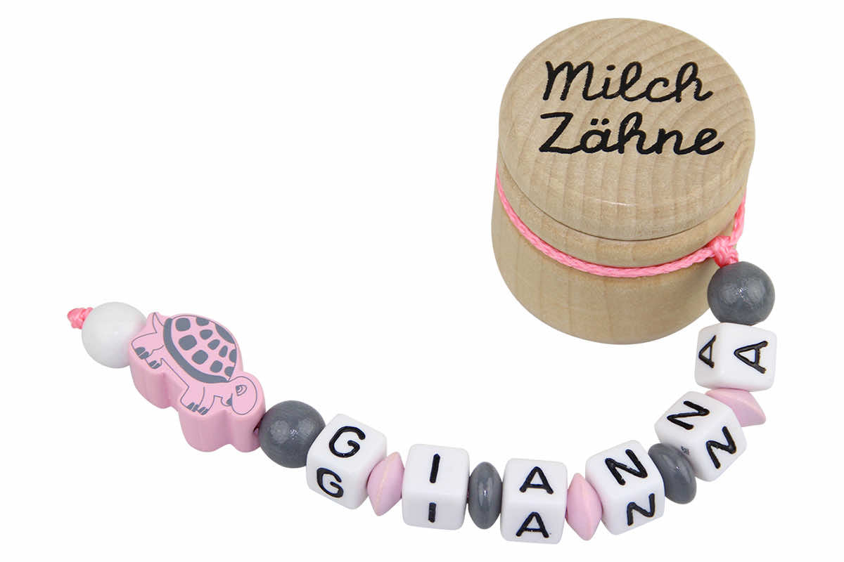 Milk tooth box turtle pastel pink with name