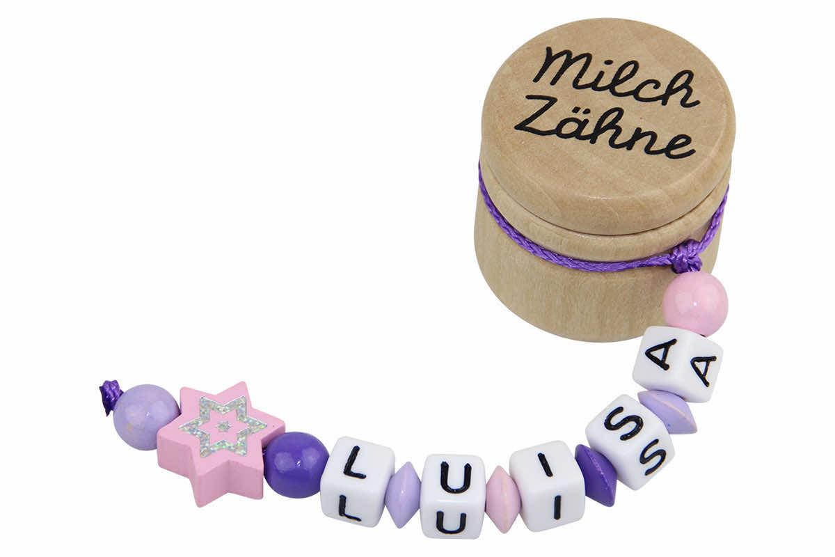 Milk tooth box glitter star with name